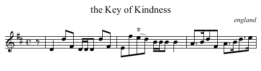 the Key of Kindness - staff notation