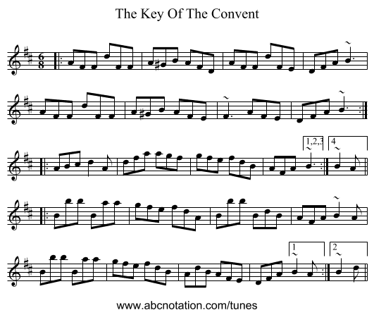 The Key Of The Convent - staff notation