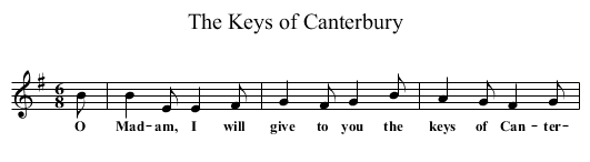 The Keys of Canterbury - staff notation
