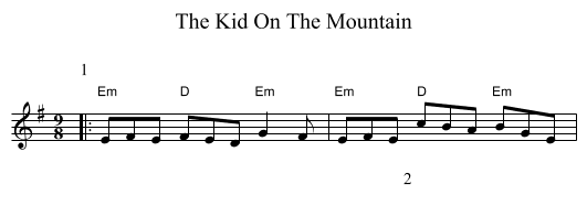 The Kid On The Mountain - staff notation