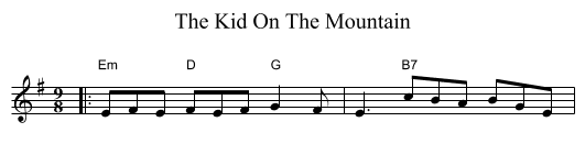 The Kid On The Mountain - staff notation
