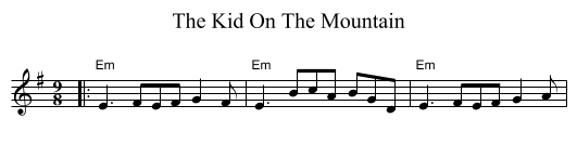 The Kid On The Mountain - staff notation