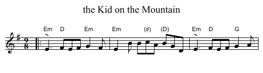 the Kid on the Mountain - staff notation