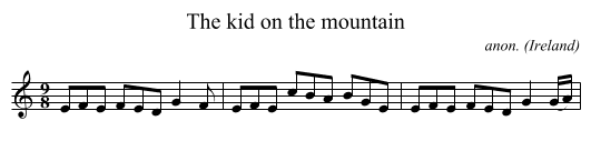 The kid on the mountain - staff notation