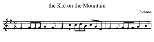 the Kid on the Mountain - staff notation