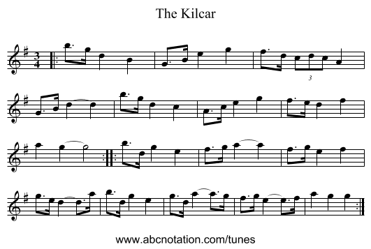 The Kilcar - staff notation