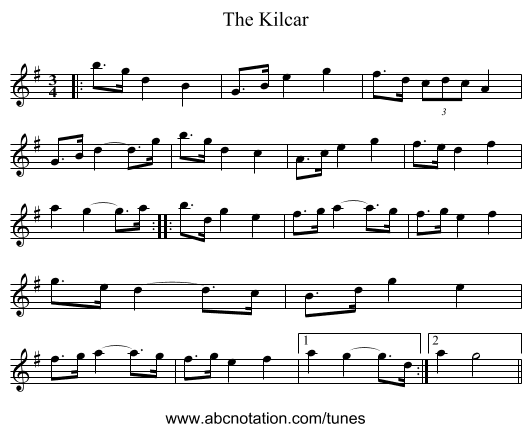 The Kilcar - staff notation