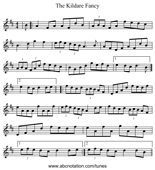 The Kildare Fancy - staff notation