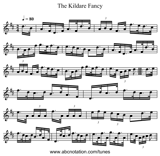 The Kildare Fancy - staff notation