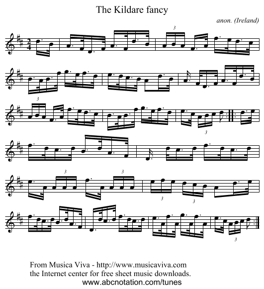 The Kildare fancy - staff notation