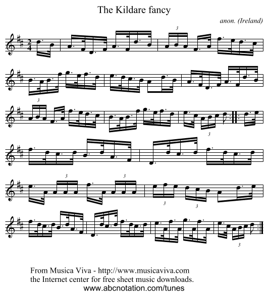 The Kildare fancy - staff notation