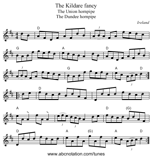 The Kildare fancy - staff notation