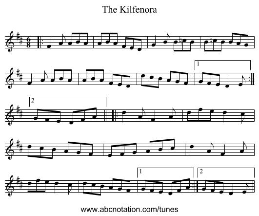 The Kilfenora - staff notation