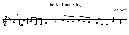 the Kilfinane Jig - staff notation