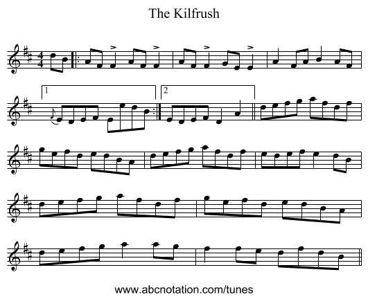The Kilfrush - staff notation