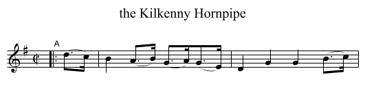 the Kilkenny Hornpipe - staff notation