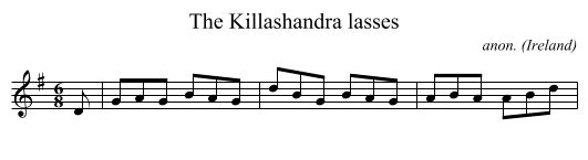 The Killashandra lasses - staff notation