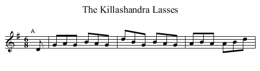 The Killashandra Lasses - staff notation