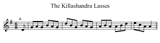 The Killashandra Lasses - staff notation