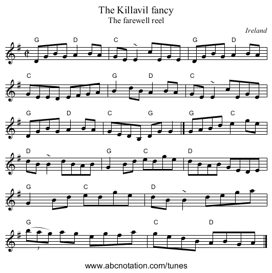 The Killavil fancy - staff notation
