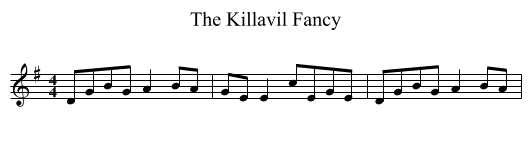 The Killavil Fancy - staff notation