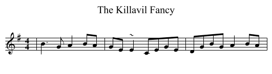 The Killavil Fancy - staff notation