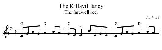 The Killavil fancy - staff notation