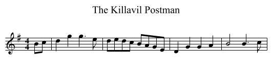 The Killavil Postman - staff notation