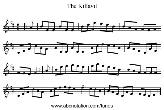 The Killavil - staff notation