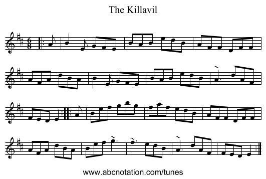 The Killavil - staff notation
