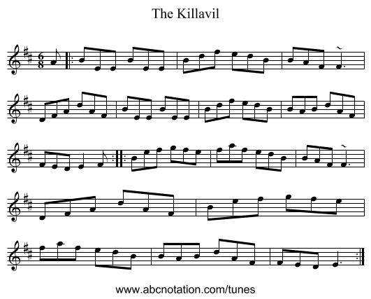 The Killavil - staff notation