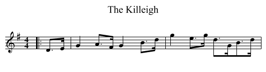 The Killeigh - staff notation