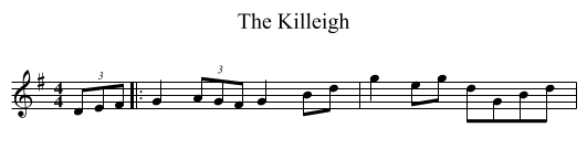 The Killeigh - staff notation