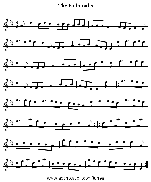 The Killmoulis - staff notation