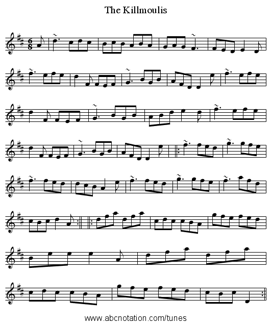 The Killmoulis - staff notation