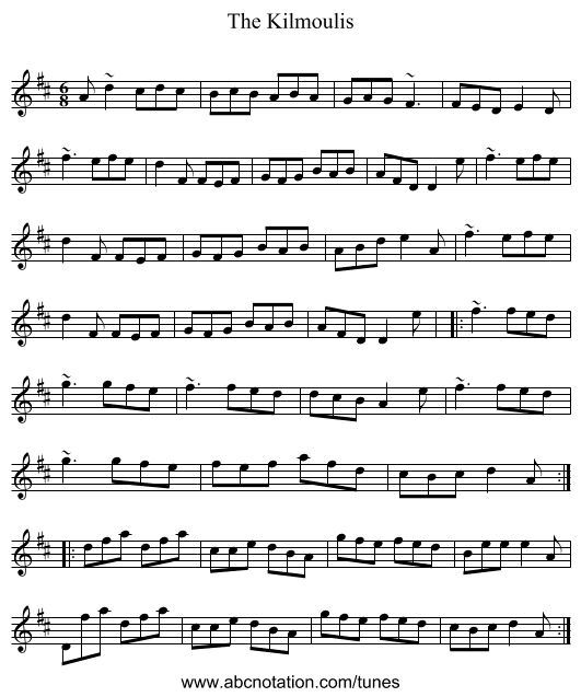 The Kilmoulis - staff notation