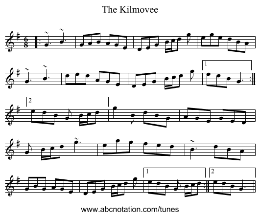 The Kilmovee - staff notation