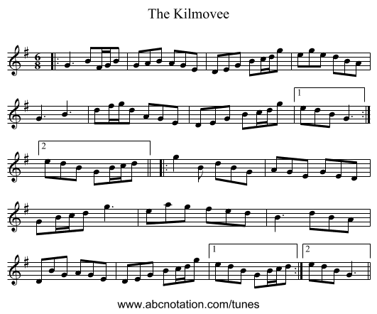The Kilmovee - staff notation