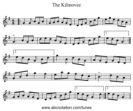The Kilmovee - staff notation