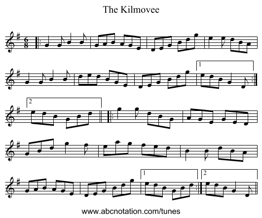 The Kilmovee - staff notation