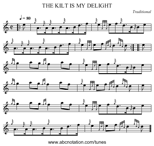 THE KILT IS MY DELIGHT - staff notation