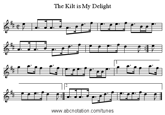 The Kilt is My Delight - staff notation