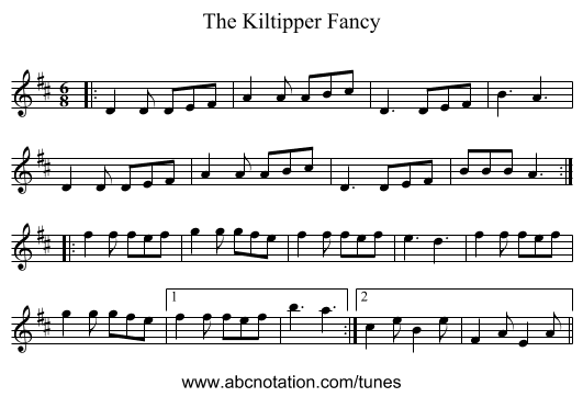 The Kiltipper Fancy - staff notation