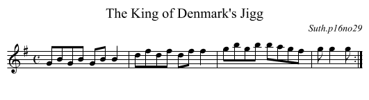 The King of Denmark's Jigg - staff notation