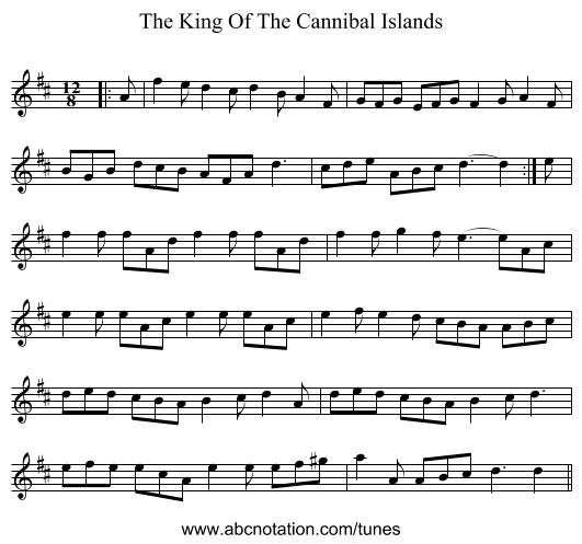 The King Of The Cannibal Islands - staff notation