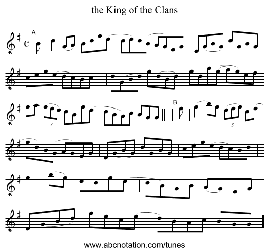 the King of the Clans - staff notation