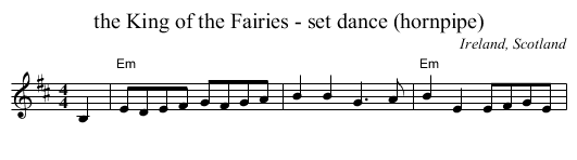 the King of the Fairies - set dance (hornpipe) - staff notation