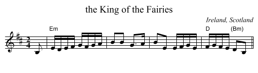 the King of the Fairies - staff notation