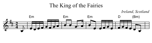 The King of the Fairies - staff notation