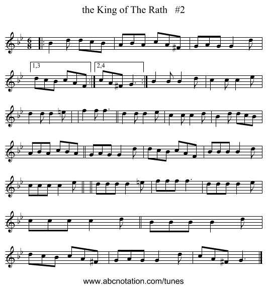 the King of The Rath #2 - staff notation